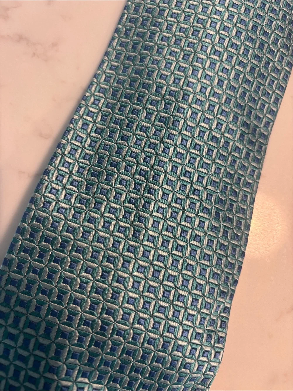 Charvet Teal Geometric Silk Tie
